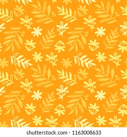 Leaves seamless pattern. Golden leaf vector background. Outdoor nature wallpapers.