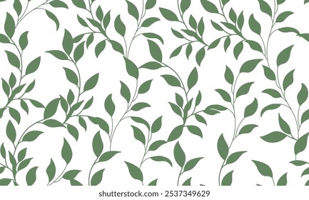 Hojas sin patrón. Ornamento de hojas verdes sobre blancas. Diseño floral contemporáneo de moda perfecto para tela, estampados, redes sociales, textiles, invitaciones, diseño de marca.
