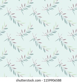 Leaves Seamless Pattern. Hand drawn Illustration. Vector Baclground.
