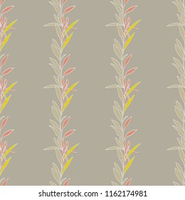 Leaves Seamless Pattern. Hand drawn Illustration. Vector Baclground.
