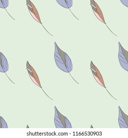 Leaves Seamless Pattern. Hand Drawn Illustration. Vector Background.