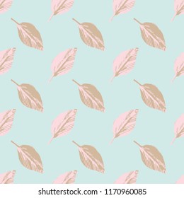 Leaves Seamless Pattern. Hand Drawn Illustration. Vector Background.