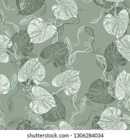 Leaves Seamless Pattern. Hand Drawn Illustration.