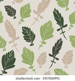 Leaves seamless pattern, hand drawn floral fabric background
