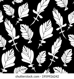 Leaves seamless pattern, hand drawn floral fabric background