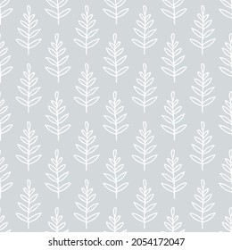 leaves seamless pattern hand drawn doodle. vector, minimalism, monochrome. textiles, wrapping paper wallpaper winter