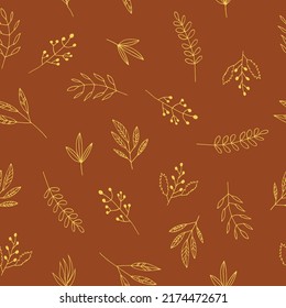 leaves seamless pattern hand drawn doodle. 