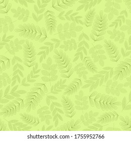 Deja un patrón impecable. Estilo de línea. Obtenido a mano. Doodle. Ilustración vectorial en un fondo verde. Para telas, papel de envoltura. Delicados elementos florales.