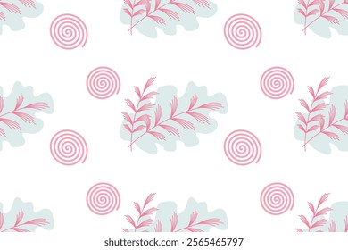  leaves seamless pattern, Natural style.