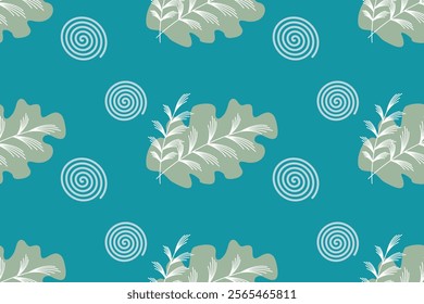  leaves seamless pattern, Natural style.