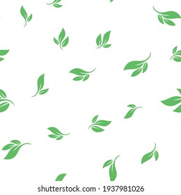 Leaves seamless pattern. Nature texture background. Leaf vector icon. 