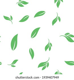 Leaves seamless pattern. Nature texture background. Leaf vector icon. 