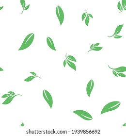 Leaves seamless pattern. Nature texture background. Leaf vector icon. 