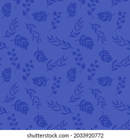 Deja un patrón sin fisuras en el fondo azul. Un fondo natural sin fin con hojas tropicales. Ilustración vectorial de corte.