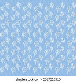 Leaves Seamless Pattern on blue background Vector illustration. Natural trendy background.Decorative aesthetic trendy design in plant style, vector illustration. Ideal for web, print, fashion, fabric.