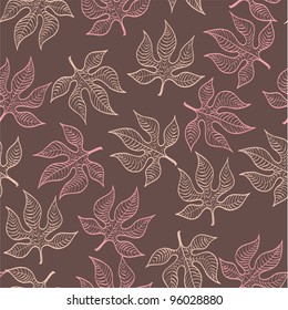 leaves seamless pattern on dark background