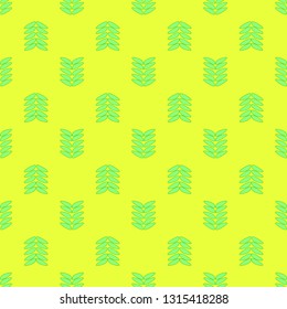 Leaves seamless pattern on the neon yellow background