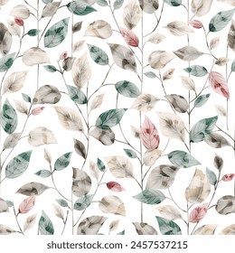 leaves seamless pattern on white background