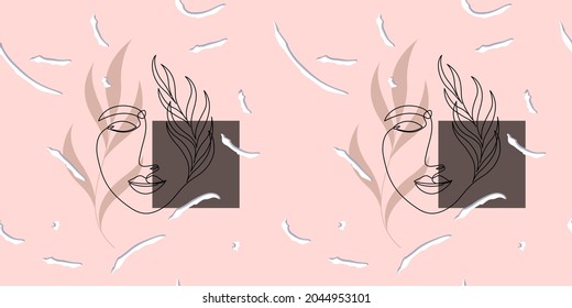 Leaves seamless pattern in pastel color. Nature background. Vector illustration for design.