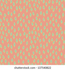 Leaves Seamless Pattern (repetitive) on pink background. Illustration is in eps8 vector mode.