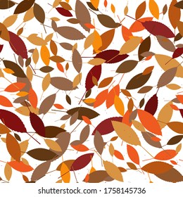 Leaves. Seamless pattern scattered autumn leaves. Unusual abstract texture. EPS 10 vector.