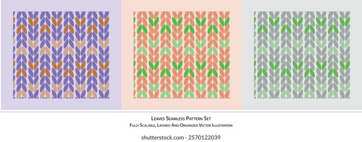 Leaves Seamless Pattern Set - Nature-Inspired Decorative Designs