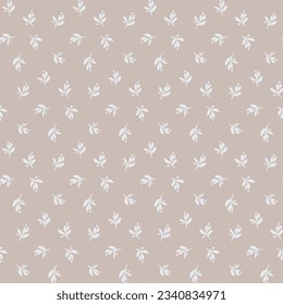 Leaves seamless pattern for surface and textile design. Floral branch hand drawn vector background