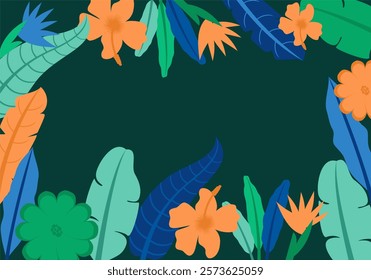 leaves seamless pattern Tropical Leaf Frame