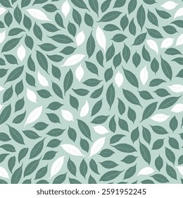 Leaves Seamless Pattern. Vector Abstract Leaf Design Hand Drawn Style. Minimalist Trendy Contemporary Floral Design for Prints, Textile, Fabric, Posters, Invitations, Branding Design.