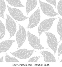 Leaves Seamless Pattern. Vector Abstract Leaf Floral Design. Minimalist Trendy Contemporary Floral Template for Prints, Textile, Fabric, Posters, Invitations, Branding Design.