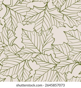 Deixa O Padrão Perfeito. Vetor Abstract Maple Leaf Design Estilo Desenhado À Mão. Modelo floral contemporâneo da moda minimalista para impressões, têxteis, tecido, cartazes, convites, design de marca. Não é IA