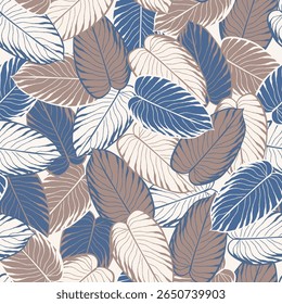 Deixa O Padrão Perfeito. Vetor Abstract Leaf Design Estilo Desenhado À Mão. Minimalista Trendy Design Floral Contemporâneo para Impressões, Têxtil, Tecido, Pôsteres, Convites, Design de marca. Não é IA