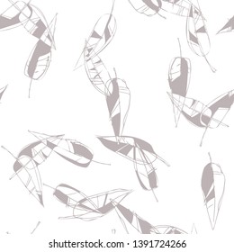 Leaves Seamless Pattern. Vector Background. Hand Drawn Illustration.