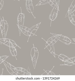 Leaves Seamless Pattern. Vector Background. Hand Drawn Illustration.