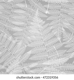 Leaves seamless pattern. Vector  fern leaves on delicate background. Vector botanical illustration, light wedding texture.