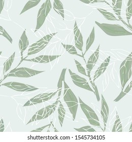 Leaves Seamless Pattern. Vector Floral Background.