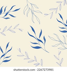 Leaves seamless pattern. Vector hand drawn illustration in simple scandinavian doodle cartoon style.