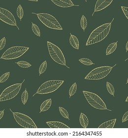 leaves seamless pattern. vector illustration hand drawn in doodle style.