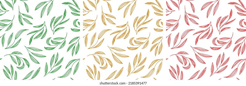 Leaves. Seamless pattern. Vector leaf. Hand drawn repeating elements. Fashion print. Design for textile or clothes. Natural background