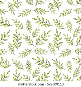 leaves seamless pattern vector on a white background