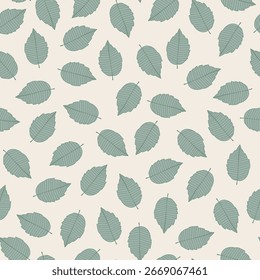 Leaves Seamless Pattern. Vector Simple Leaf Line Art Template. Minimalist Trendy Contemporary Floral Design for Prints, Textile, Fabric, Posters, Invitations, Branding Design. Not AI