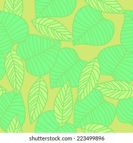 Leaves seamless pattern in vintage style, cute 
