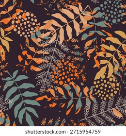 СPatrón de hojas coloridas sin fisuras. Texturas de Antiguas. Ilustración vectorial