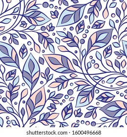 Leaves seamless pattern. Vintage vector ornament template. Paisley elements. Great for fabric, invitation, background, wallpaper, decoration, packaging or any desired idea.