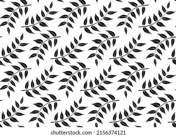 Leaves seamless pattern for wallpaper, textile or packaging. Vector background from botanical elements repeat. attern of leafs black color. Endless foliage illustration.