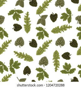 Leaves seamless pattern for your design. Nature background 