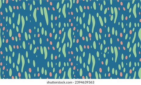 Leaves seamless repeat pattern background. Modern Retro Abstract Floral Background. Hand drawn nature backdrop in scandinavian style.
