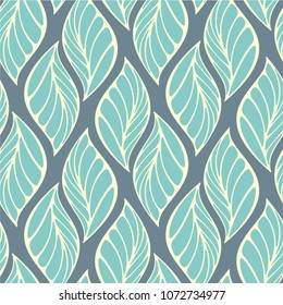 Leaves seamless vector pattern. Botanical background in light colors. Template for wallpaper, wrapping paper and textile. Fabric template.