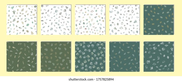 Leaves Seamless vector Pattern. Flat style floral Background. 