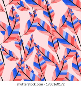 leaves seamless vector pattern pink background